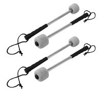 Feriany Lot de 4 maillets de grosse caisse avec tête en feutre et manche en acier inoxydable Blanc