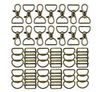 Feriany Lot de 56 crochets pour porte-clés avec anneaux en D pour la fabrication de , mousquetons, fermoirs pivotants avec boucle coulissante