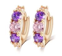 Feriany Nouvelle Arrivee de Boucles D'Oreilles en Forme de L'Anneau de Plaque Or pour Femmes -Violet