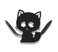 Feriany Porte-rouleau de papier toilette pour chat : porte-papier toilette en métal noir en forme de chat, porte-papier toilette décoratif en métal, rangement de papier toilette mignon