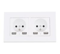Feriany Prise murale d'extérieur étanche IP66 16 A 250 V avec double port électrique et 2 ports USB pour le style français.