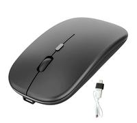 Feriany Souris rechargeable, 2,4 G ultra silencieuse avec récepteur USB et de type C, pour ordinateur portable, noir