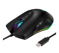 Feriany Souris USB C Type C Souris filaire ergonomique RGB Gaming Mouse