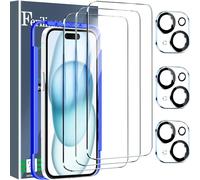 Ferilinso [6-en-1] Protection Verre Trempé pour iPhone 15 Accessoire 3 Pièces Vitre Protection écran 3 Pièces Protection Camera Objectif Arriere Appareil Photo Coque Amical-6.1 inch