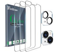 Ferilinso Verre Trempé Conçu pour iPhone 13 Mini, 3 Pièces HD Film Vitre Protection écran avec 2 Pièces Caméra Arrière Protecteur, Coque Amical, Dureté 9H, 5.4 Pouces 5G, Sans Bulles