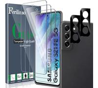 Ferilinso Verre Trempé pour Samsung Galaxy S21 FE 5G, 3 Pièces HD Film Vitre Protection écran avec 2 Pièces Caméra Arrière Protecteur, Coque Amical, Dureté 9H, Sans Bulles