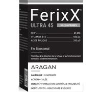 FerixX ULTRA 45 Fer Vitamine B12 30 Comprimés