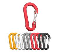 Ferizzia 10 Pièces Mousqueton Aluminium, 50 mm Petit Mousqueton, Mousquetons avec Fermeture à Ressort, Forme D Porte-Clés Multicolore, pour Clé, Pêche, Camping, Sport de Plein Air