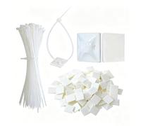Ferizzia 100 Pièces Ensemble Attache Cable, Contient 100 Pièce 15 cm Serre Câbles et 100 Pièce Base de Serre-Câbles, Nylon Collier de Serrage Câble, Durable, Polyvalent, pour la Maison et le Bureau
