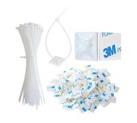 Ferizzia 100 Pièces Ensemble Attache Cable, Contient 100 Pièces 15 cm Serre Câbles et 100 Pièces Base de Serre-Câbles, Nylon Collier de Serrage Câble, Durable, Polyvalent, pour la Maison et le Bureau