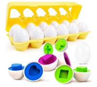 Ferizzia 12 Pièces Oeufs Assortis, Jouets d'Oeufs Correspondant Puzzle, Couleur et Forme Reconnaissance Jouet, Montessori Éducatifs Jouets, pour Bébé 1, 2, 3 Ans, Noël Cadeaux de Pâques Enfants