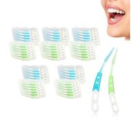 Ferizzia 120 Pièces Brossettes Interdentaire, Forme Incurvée Gum Brossette Interdentaires, Silicone Souple Bâtonnet Interdentaire, pour Nettoyer Entre Dents Maintenir Santé Bucco-Dentaire(Bleu, Vert)