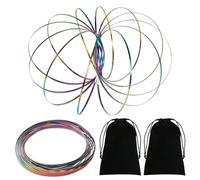 Ferizzia 2 Pièces Anneaux de Flux, Jouets d’Anneaux d'Écoulement 3D avec 2 Sacs en Peluche Noirs, Magic Flow Ring, pour la Concentration et la Relaxation, pour Rnfants et Adultes