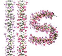 Ferizzia 2 Pièces Double Couleur Guirlandes de Fleurs Artificielles Pétunias, 180 cm Guirlande Fleurs Artificielles, Suspendus Fleur en Soie, pour Décoration, Arche de Mariage, Jardin, FêTe