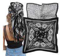 Ferizzia 2 Pièces Foulard Cheveux Femme, Foulard en Satin Carré Doux, Generisch Soie Carrés pour Femme, 70 x 70 cm Bandana Élégant, pour Chapeaux, Cou, Tête, Écharpe, Cadeau
