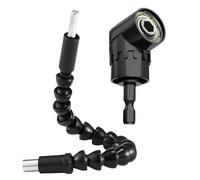 Ferizzia 2 Pièces Renvoi d'Angle Visseuse Kit, Tournevis Porte-Adaptateur 105° et Extension de Foret Flexible de 295 mm, 1/4" Embouts, Rallonge Perceuse Visseuse, pour Espace Étroit