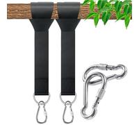 Ferizzia 2 Pièces Sangles de Hamac, Fixation Hamac en Nylon, Swing Sling Suspension Kit, aux Deux Crochets Mousquetons, Élingue Résistante de 300kg, pour Camping, Balancoire de Jardin