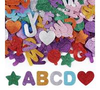 Ferizzia 215 Pièces Paillettes Autocollant en Mousse, Mousse Autocollante Pailletée Lettre Stickers, Lettres Alphabet Autocollantes Colorées, pour Enfants, Décorations de Fête, DIY Décoratio