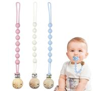 Ferizzia 3 Pièces Attache Tetine en Silicone, Accroche Tétine Bebe, Pacifier Chain Chaîne, Accroche Tétine Bebe, Pacifier Clip Chain pour Bébés Garçons et Filles