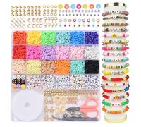 Ferizzia 5000 Pièces Perle Plate pour Bracelet, 6mm Perle Plate Heishi pour Bracelet, 24 Couleurs Perles pour Bijoux Kit, pour Bijoux DIY, Enfant, Adulte, Collier, Boucle d'Oreille