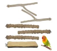 Ferizzia 6 Pièces Perchoir en Bois Naturel pour Oiseau, Perchoir à Oiseaux écorce, Jouets en Bois Perroquet, Convient aux Canaris, Inséparables, Perruches, Cacatoès, Moineaux, etc.