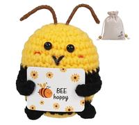 Ferizzia Abeille Positive Drôle, Peluche Bee avec Carte Happy, Porte-Bonheur Mignon, Pocket Hug Abeille Bonheur, Cadeau de Soutien Émotionnel, Positif pour Anniversaire, Amis, Décoration