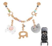 Ferizzia Bois Chaîne de Poussette, Éléphant et Baleine Landau en Bois Chaîne, Jouet de Poussette Chaînes, pour Filles et Garçons, Cadeau de Naissance à Partir de 0 Mois