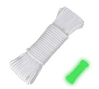 Ferizzia Fluorescente Corde de Parachut, 15 M 9 Cœurs Paracorde, 4 MM Camping Survie Corde, Cordes de Tente Lumineuse, pour Activités de Plein Air dans L'obscurité, pour Survie en Camping(Blanc)