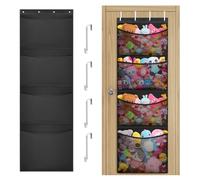 Ferizzia Rangement Peluche, Rangement Suspendu pour Peluches avec 4 Poches, Range Peluche Enfant, Filet Peluches à Suspendre, pour Chambre à Coucher Salle de Bain Pépinière