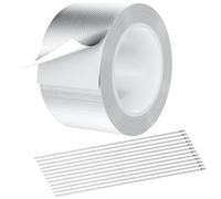 Ferizzia Ruban Adhésif Aluminium, 50mm x 10m Renforcé Par Fibre de Verre Scotch Isolant Thermique, Ruban Adhesif Haute Temperature, pour La Réparation, L'isolation, L'étanchéité