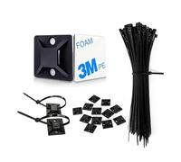 Ferizzia Socle Adhésif Colliers de Serrage Set, 100 Pièces Attache Cable Adhesif et 100 Pièces Embase Collier de Serrage, pour la Maison, le Bureau, l'atelier, le Jardin