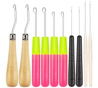 Ferleiss Crochet à crochet courbé avec crochet en bois courbé en plastique pour la fabrication de tapis de cheveux