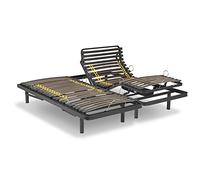 Ferlex - Sommier électrique Double 140x200 cm | Structure Robuste | Lit Articulé Double | Lattes de Bois Solide | Télécommande
