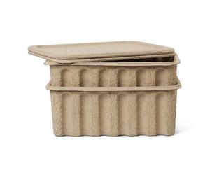 Ferm Living Boîte de rangement Ferm papier avec couvercle Lot de 2 Marron