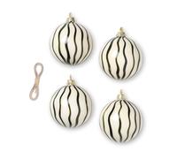 Ferm Living Boules de Noël Lines Ø8 cm Lot de 4 Vert