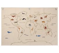Ferm Living Carte en tissu The World Blanc cassé