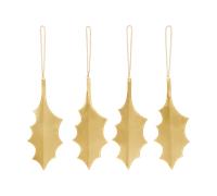 Ferm Living Décoration suspendue Holly leaf 13.5 cm. 4 pièces Brass