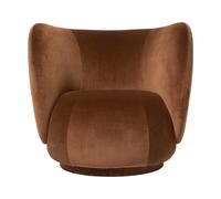 Ferm Living Fauteuil de salon Rico Devoré velvet-Rust