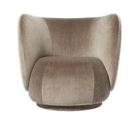 Ferm Living Fauteuil Rico lounge chair swivel Devoré velvet-Flint grey