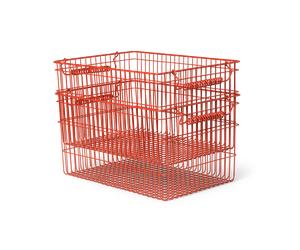 Ferm Living Panier Cala empilable 2 pièces Poppy red. 36.2x26.2x20.2cm