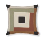 Ferm Living Taie Border patchwork 50x50 cm Dark sage-red brown