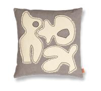 Ferm Living Taie Figure 50x50 cm Gris Bleu-Ivory