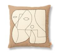 Ferm Living Taie Figure 50x50 cm Taupe foncé - Blanc cassé