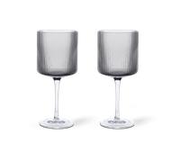ferm LIVING Set de 2 verres á vin rouge Ripple gris fumé HxØ 18,5x7,9cm