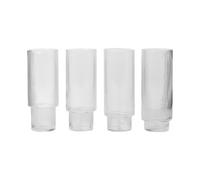 Ferm Living Lot de 4 Verres à long drink Ripple transparent