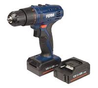 FERM Perceuse sans fil Li-ion 12V - 2 batteries 1.5Ah, chargeur rapide, 2 embouts de vissage inclus