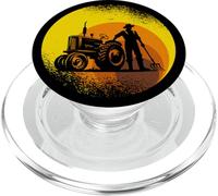 Ferme Agriculture Farmer Anniversaire 70s Vintage Tractors PopSockets PopGrip pour MagSafe