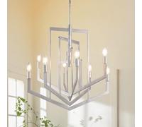Ferme argenté, luminaires Suspendus géométriques à lumières, luminaire d'entrée Industriel Rustique, Grands lustres Foyer plafonds Hauts, pour îlot de Cuisine, escalier, Couloir (12 Li