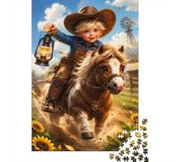 Ferme Cow-Boy 1000 Pièces Mini Puzzle pour Adultes | 38x26cm Carton, Décoration Maison, Coupe Précise, Cadeau Réunion, Détente Esprit