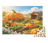 Ferme de Citrouilles Géantes Puzzle 1000 Pièces Papier pour Adultes Scène de Récolte Champêtre Jeu de Puzzle 1000 Pièces détente décoration Cadeau 52x38cm/1000pcs